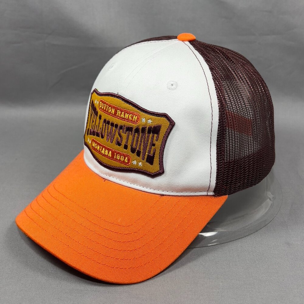 Yellowstone Dutton Ranch Snapback Cap Hat TV Show Trucker Mesh Orange Patch Mens
